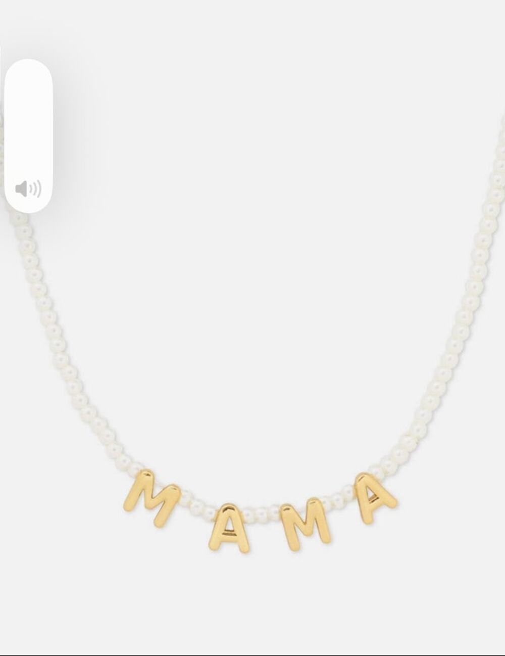 Mama Station Gold Letter Charm Pearl Necklace